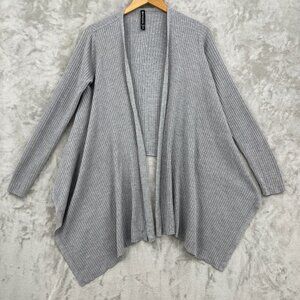 Athleta Solstice Wrap Merino Wool Blend Open Front Draped Cardigan Grey